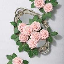 10/30/50 bông hồng giả bằng xốp màu ngà có cuống, thích hợp để tự làm bó hoa cưới, trang trí bàn tiệc cô dâu, trang trí bàn tiệc, ngày Valentine và ngày của Mẹ (không bao gồm hộp giấy) - Màu Hồng baby - Xem 6