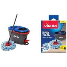Vileda Sistema de Limpieza Rinse Clean - Cubo con Pedal Mas Trapeador de Microfibra - Sistema + 1 Repuesto - Ver 10