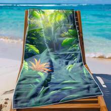 1 pièce Serviette de bain à séchage rapide série plage d'été, imprimé rétro moderne simple, serviette de plage absorbante pour usage quotidien