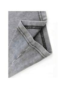 1件，230克双面洗涤，火焰印花T恤，优质蜡染棉复古时尚品牌T恤，一定的厚度适合夏季T恤，节日礼物。 - 深灰色 - 查看 5