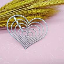 1 件剪贴簿 DIY 6 重爱心金属压花碳钢刀模切纸模切蚀刻切割刀模切 - 銀色 - 查看 4