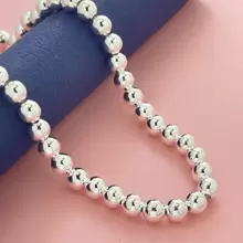 925 Silver 6MM Buddha Bead Necklace For Daily Wear And Gift Giving - White - View 1