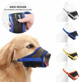Nuevo estilo de máscara para mascotas, bozal anti-ladridos y anti-mordeduras para perros, bozal de malla transpirable para mascotas, previene la ingestión accidental, suministros para mascotas.