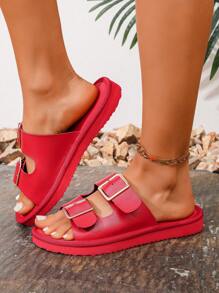 Nuove ciabatte infradito con fibbia per donne, sandali casual leggeri retrò per la spiaggia, suola antiscivolo in EVA alla moda, perfetti per l'estate