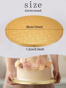 1 件加厚蛋糕板，金色蛋糕板 12 英寸圆形，食品级纸板蛋糕圆形蛋糕底座，防水防油蛋糕板，适用于蛋糕 DIY、甜点和工艺品展示 - 彩色 - 查看 2