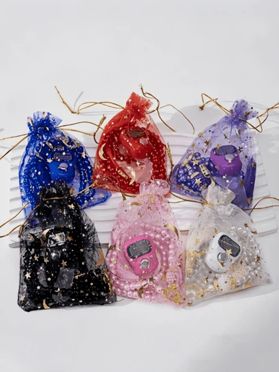 2 st/set muslimska bönepärlor och Tasbih-armband, presentpåseförpackning, handhållen ringräknare