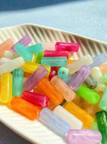 50pcs Fashion Colorful Cloudy Acrylic Tube Beads DIY Handmade Earrings, Necklace Jewelry Parts