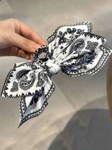 1pc Vintage Elegant Fabric Bow Hair Claw Clip, Paisley, Paisley, Bohemian Style Hair Accessory For Holiday, Photo Shooting