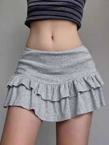 Y2K 风格喇叭迷你裙，性感褶皱高腰 A 字裙，时尚百搭，适合夏季