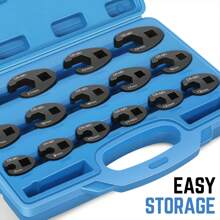15pc Crowfoot Flare Nut Tool Kit For 8 To 24mm Flare Nuts, Metric Crows Foot Wrench Set For 3/8Inch And 1/2Inch Drive Ratchet - Blue - View 6