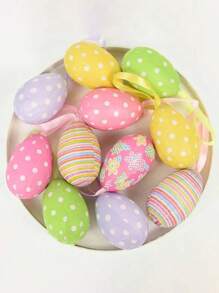 1/4/12 件泡沫复活节彩蛋复活节快乐派对家居装饰品彩色兔子鸟蛋挂饰 DIY 工艺品儿童礼物玩具 - 彩色 - 查看 11
