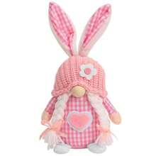复活节侏儒装饰，1 件套毛绒复活节兔子手工制作的毛绒布娃娃兔子礼物可爱的复活节无脸兔子家居装饰，家居装饰 - 彩色 - 查看 7