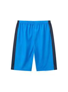 Teen Boy Quick Dry Breathable Mesh Sports Shorts, Loose Fit, Outdoor Workout Shorts - Blue - View 3