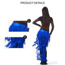 XChangeFun Belly Dance Hip Scarf Egypt Style Belt Skirt Latin Dance Tassel Wave Skirt For Outfit - 酒紅色 - 查看 5