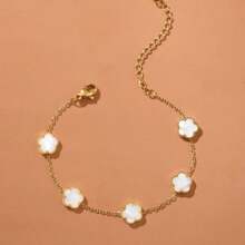 1 pezzo Braccialetto con pendente a forma di quadrifoglio e fiore di prugno, accessorio di moda minimalista