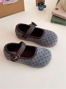 1 双全新波尔卡圆点软底公主鞋，舒适透气婴儿鞋 - 灰色 - 查看 5