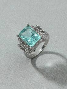 1pc Fashionable High-End Geometric Cube Ring - Blue - View 3