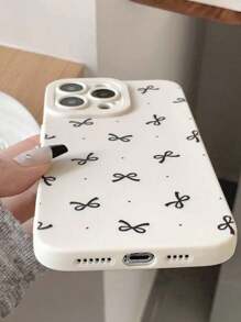 Funda para teléfono 1 pieza con diseño de lazo negro compatible con iPhone 16 Pro Max, 11/12/13/14 Plus, XR/7/8 Plus/15 Pro Max