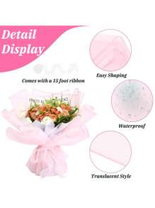 MEHELANY 20/10/5/1pcs/Pack Floral Wrapping Paper - Waterproof Bouquet Wrapping Paper For Valentine's Day, Suitable For DIY Handmade, Floral Supplies, Wedding, Birthday Gift Packaging, Gift Wrapping, Bouquet Packaging, DIY Flower Arranging, Mother's Day, Birthday, Wedding, Graduation Ceremony And Anniversary - Autumn Pink - View 5