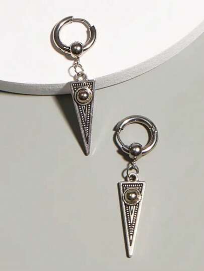 1 对不锈钢几何耳环，时尚耳坠，适合日常佩戴