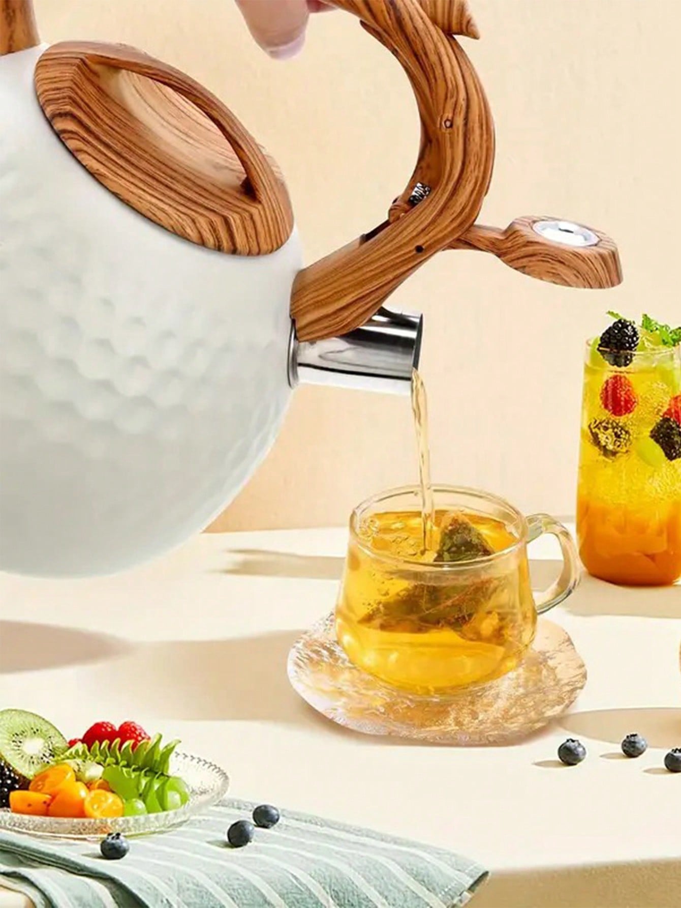 choxila 1 قطعة إبريق شاي، إبريق شاي صافرة من الفول...