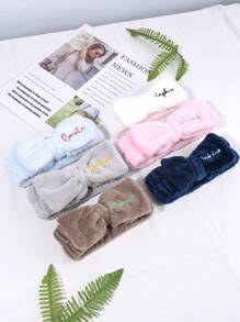 1 Stück personalisierte Spa-Schleife Stirnbänder für Frauen, mit eigenem Namen bedrucktes Stirnband für Hautpflege und Make-up, flauschige, individuell beschriftete Wasch- und Dusch-Haarband für Hautpflege, Yoga, elegante Schleifen-Kopfbedeckung für das tägliche Gesichtwaschen, Frauenhaarschmuck