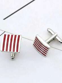 1 Pair Fashionable Blue And Red Striped Cufflinks, European And American Style Business Casual Cuff Links Accessory For Men And Women's Suit Shirts