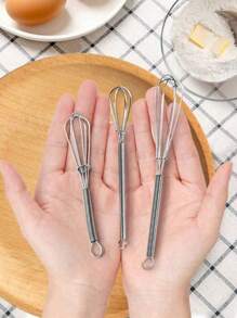 1pc/3pcs(S+M+L) Mini Stainless Steel Egg Whisk, Classic Egg Beater For Kitchen