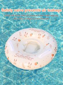 1pc Inflatable Thick Swimming Ring, Pool Floating Circle, Pocket Design, Outdoor Leisure Beach, Swimming Pool Water Floating Mat, Suitable For Pool Party, Sunbathing! - Beige - View 2