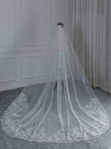 1 chiếc khăn voan cưới ren đính sequin lấp lánh sang trọng dài 4m dành cho nữ, thích hợp cho trang phục mùa thu và ngày Valentine. - Nhiều màu - Xem 3