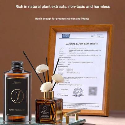 1.8"*5.5" 酒店级无焰精油藤条香薰器，香味持久 - 适用于家庭卧室走廊浴室和各种场合。优雅的卧室装饰，房间装饰，家居装饰，芳香浪漫。情人节除臭剂，室内空气清新剂，芳香疗法。汽车香薰扩散器高端装饰，汽车香薰持久香味，无焰精油扩散器