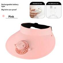 1 pieza Gorra con ventilador recargable y con energía solar, Vuelta al Colegio, 2 modos de alimentación ajustables, 3 velocidades de viento, inclinación de 45° hacia arriba y hacia abajo - Multicolor - Ver 16