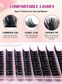 MAANGE 全新 1026 簇 CC 卷曲漫画睫毛和自粘睫毛礼品套装，满足美丽女性的所有需求，带自粘睫毛的单独睫毛延长套件，含 2 件睫毛镊子 + 2 件睫毛夹 + 20 件睫毛梳 + 20 件唇刷 + 6 件化妆刷，DIY 塔尖麦穗假睫毛