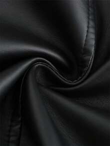 女士时尚编织皮夹克（配领带）、休闲仿皮夹克