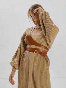 Cinturón de mujer de moda casual de piel sintética, diseño minimalista de un solo hombro en color marrón, adecuado como accesorio para atuendos de negocios y casuales, estilo "Ins"