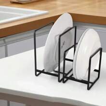 1pc/2pcs Stainless Steel Drawer-Style Dish Rack, Vertical Plate Holder For Kitchen Cabinet, Countertop And Pantry Storage, Rust-Proof Draining Rack - Multicolor - View 2