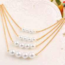 1pc Elegant Multilayer Faux Pearl Necklace, Jewelry Accessory For Weddings, Parties, Valentine's Day Gift - 4-layer Pearl Necklace - View 3