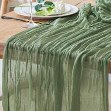 Caminho de mesa de pano de queijo verde sálvia, toalha de mesa de gaze boho, toalha de mesa de pano de queijo rústico transparente para chá de bebê, noiva, festa de aniversário, decoração de mesa