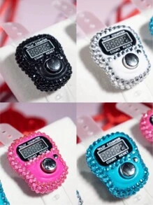 1 Electronic Ring Counter, Modern Rhinestone Decoration, 5-Digit Counter, Counting Prayer, Worship, And Exercise During Ramadan, And Gift Giving During Holidays. - Multicolor - View 2