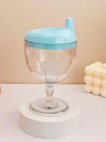 1个150ml高脚奶杯防摔学饮杯婴儿家用喝水直筒鸭嘴玻璃奶瓶 - 彩色 - 查看 8