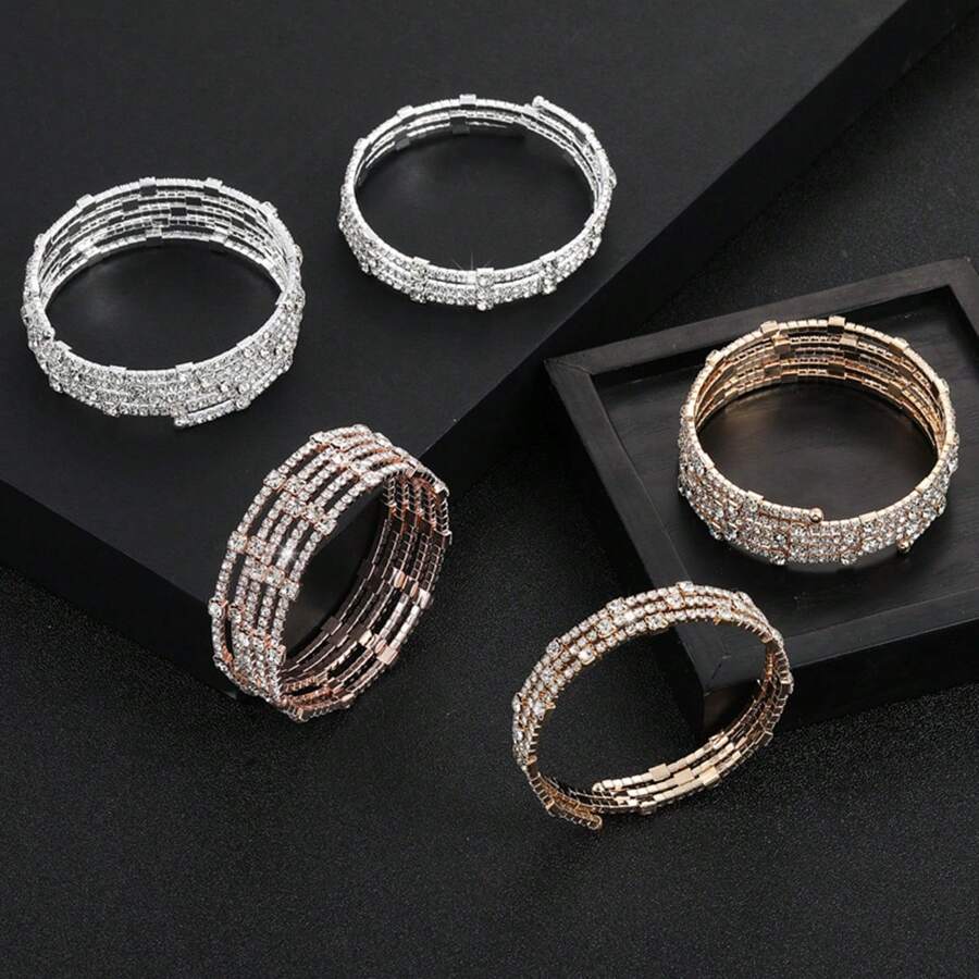 1pc Multi-Layer Wrapped Rhinestone Bracelet, Fashion & Elegant Tennis Bracelet - Bracelet - View 1