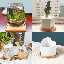 1 Piece Bamboo Tray, DIY Base Embryo Succulent Mosaic Coaster Making Material Bathroom Storage Wood Plank Roma Therapy Hand Sanitizer Shampoo Shower Gel Sink Sponge For Home Kitchen Dresser Living Room OilSpice Bottle Coaster Jewelry Flower Pot Green Plant Fish Tank, Home Decoration, Bathroom Accessories