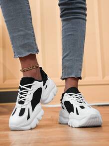 Tênis Chunky Feminino, Respirável Versátil Casual Moda Estudante Esportes Tênis de Corrida