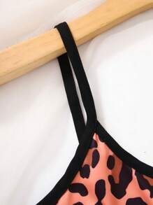 2pcs Leopard Print Camisole And Shorts Pajamas Set - Brown - View 4