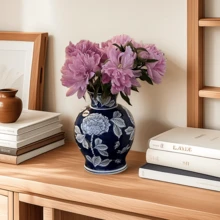 9 英寸蓝色陶瓷花瓶，手工陶瓷花瓶，水培种植，桌面装饰婚礼装饰，干花装饰优雅的客厅家居装饰，办公室装饰，节日礼物 - 彩色 - 查看 6