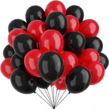 30 peças Balões de Látex Vermelhos e Pretos de 10 Polegadas, Balões de Festa Pretos e Vermelhos para Aniversário, Formatura, Churrasco, Decoração de Festa de Cartas de Pôquer, Natal - multicolorido - Visão 2