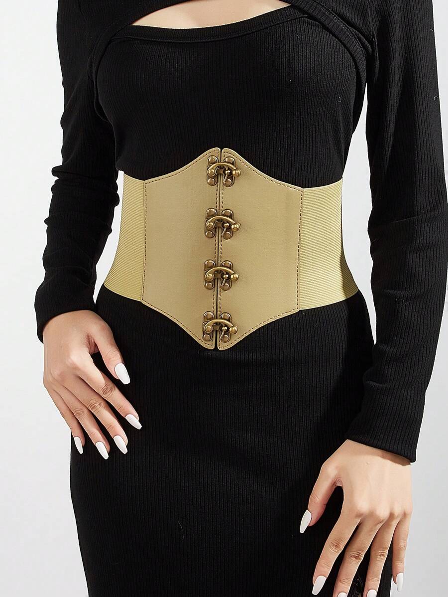 1pc Light Yellow Elastic Multi-Color Fashion Waist Belt - Light Yellow - View 1