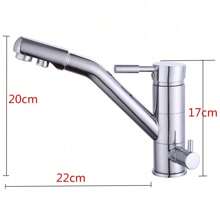 kangten 3 in 1 Drei-Wege Küche Wasserfilter Armatur Wasserhahn Osmose Anlage Tap Drehbar - Silber - Übersicht 2