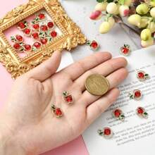 20 件金色红苹果合金饰品，带水钻食物水果金属诞生石饰品，适合感恩节老师 DIY 珠宝制作礼物 - 20pcs - 查看 4