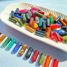 50pcs Fashion Colorful Cloudy Acrylic Tube Beads DIY Handmade Earrings, Necklace Jewelry Parts